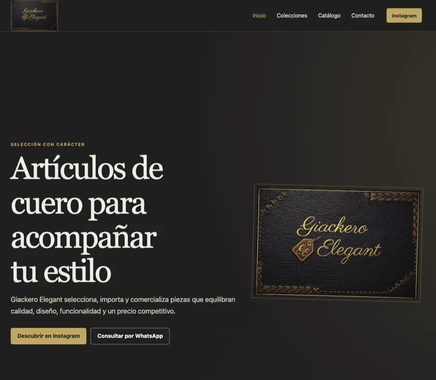 Captura del sitio de Giackero Elegant