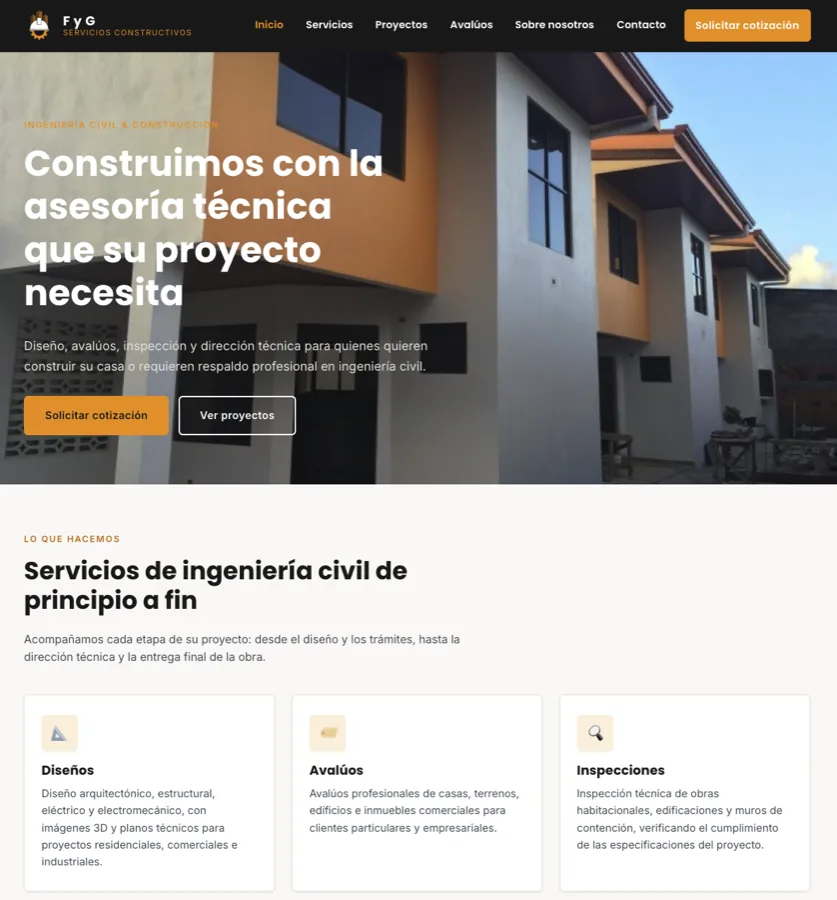 Captura del sitio de Grupo F&G